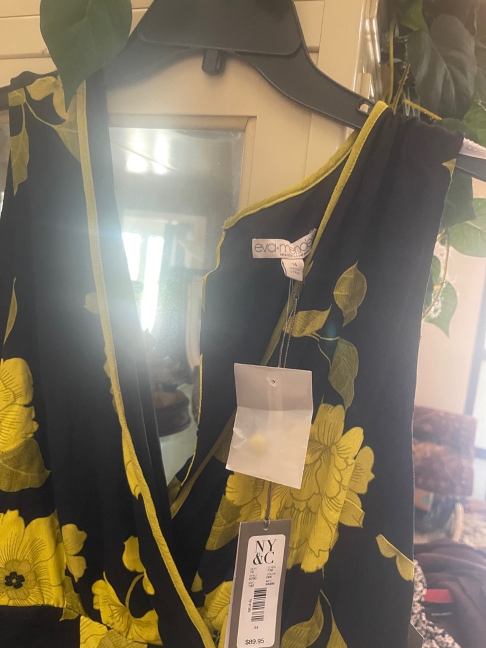 eva mendes for New York & Company Black Jumpsuit with Yellow Floral Print